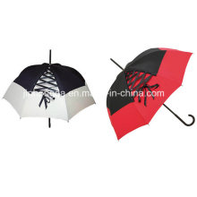 Logo Printed Ribbon Dome Cover Straight Umbrella (YSC0008)